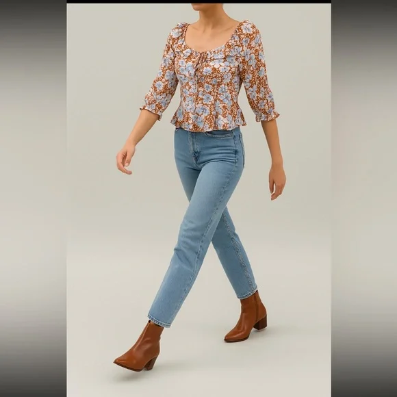 Free People -  Ruffled Sleeve & Neckline Blouse 100% Viscose zipper - Picture 2 of 16